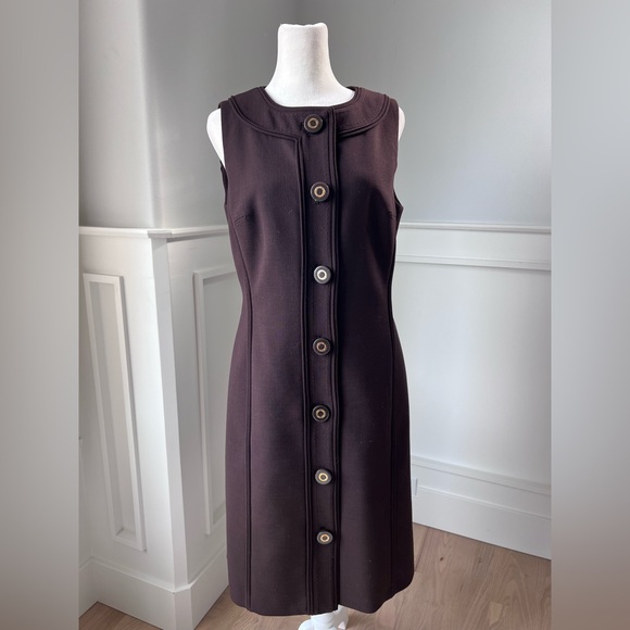 Tory Burch Dresses & Skirts - Tory Burch Dark Brown Sleeveless Button-Front Midi Dress
